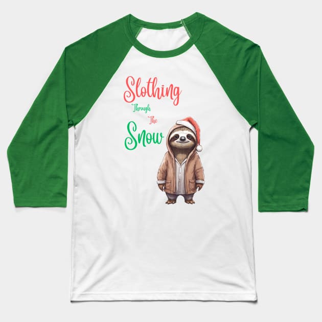 Christmas Sloth Baseball T-Shirt by Trip Tank